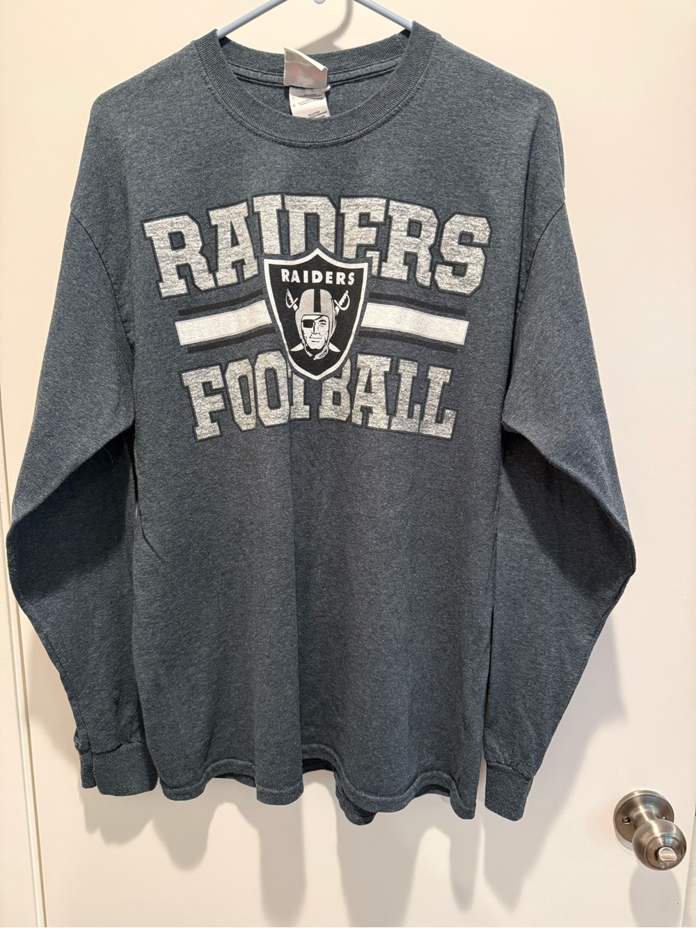 Vintage NFL Raiders Dark Gray Crewneck Tee with White Logo